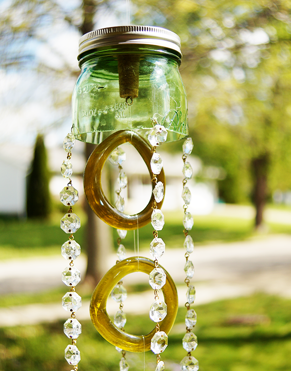 DIY Wind Chimes from Recycled Mason Jar and Wine Bottles