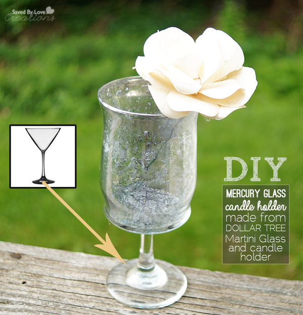 Dollar Store Craft DIY Mercury Glass Votive Holder From Martini Glass