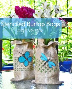 Stenciled-Burlap-Bags-DIY @savedbyloves
