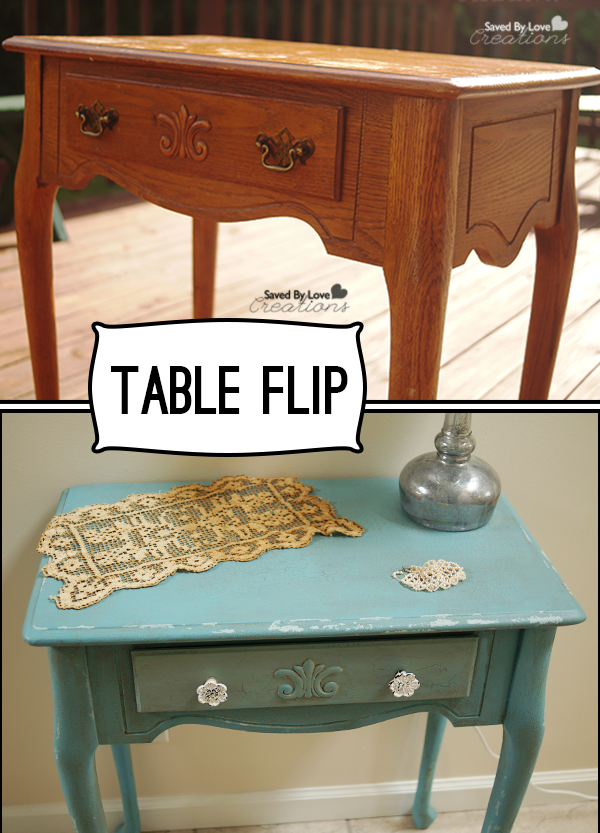 Table Flip @DecoArt_Inc Distressing with Chalk Paint @savedbyloves #chalkyfinish