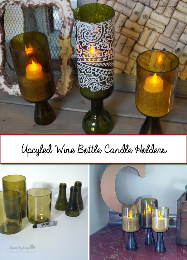 How to Upcycle Wine Bottles into Candle Holders @savedbyloves @proteawines
