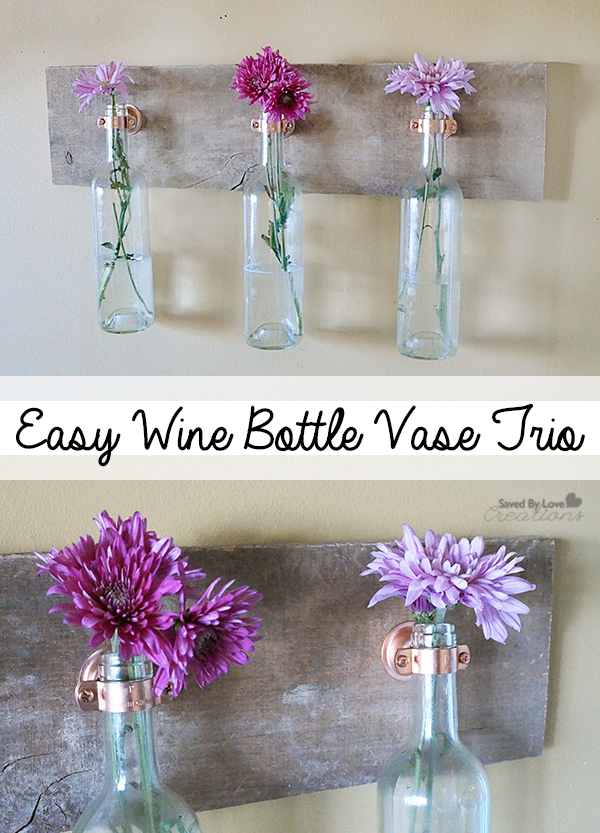 Recycle Wine Bottles into Inexpensive Wall Decor with Reclaimed Wood @savedbyloves