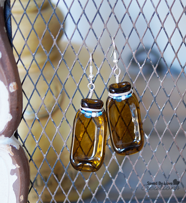 DIY Fused Glass Bottle Earrings @savedbyloves