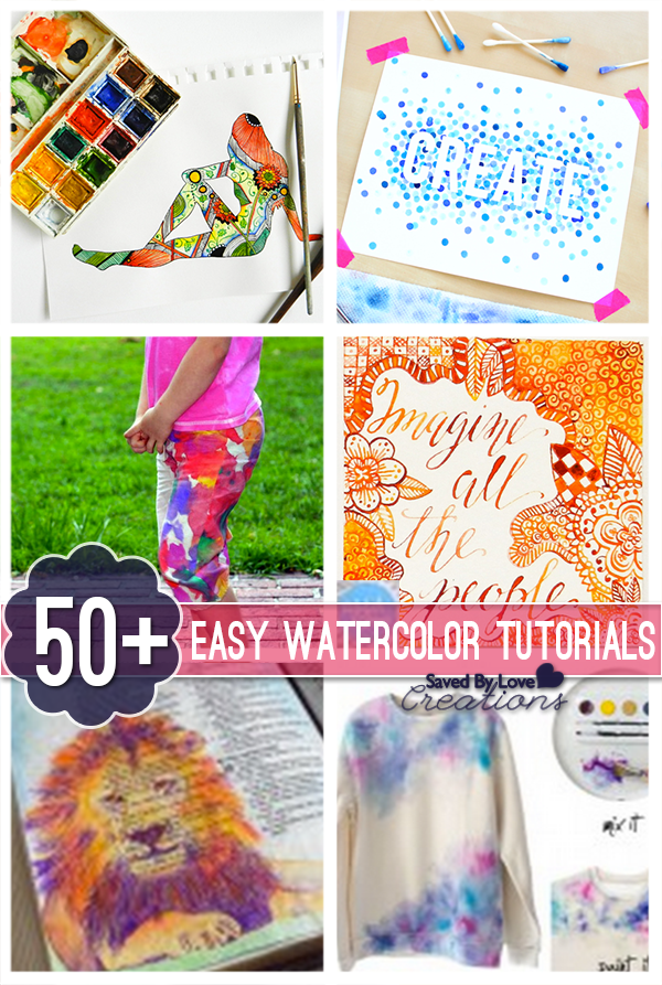 50 Plus Easy Watercolor DIY Decor and Art Tutorials @savedbyloves