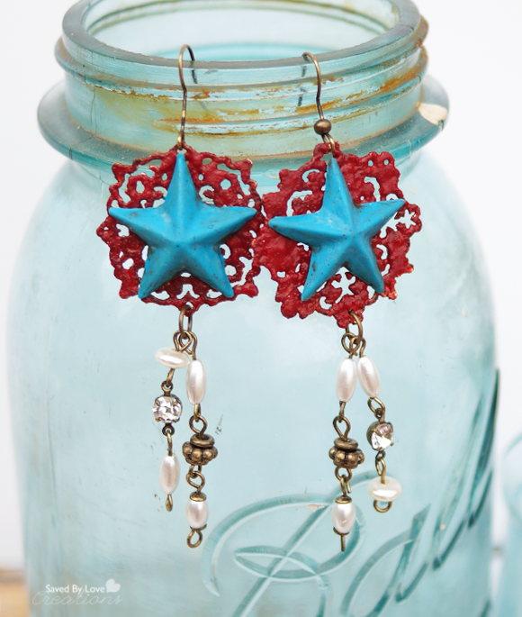 Easy Epoxy Clay Jewelry DIY Patriotic Earrings @savedbyloves