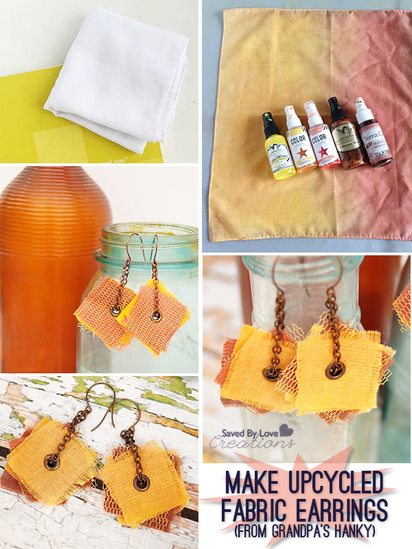 How to Make Easy Upcycled Hanky Earrings @savedbyloves