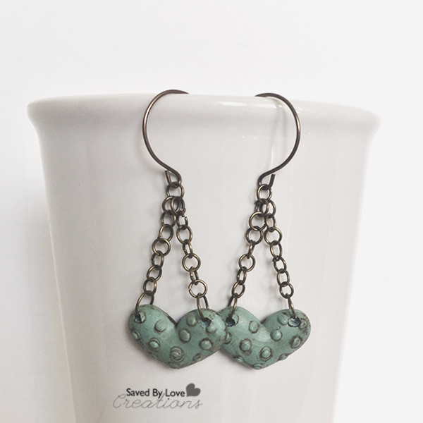DIY Polymer Clay Grunge Heart Earrings @savedbyloves