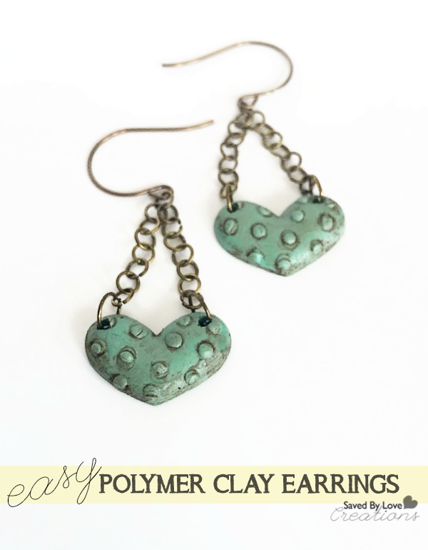 Easy DIY Polymer Clay Grunge Heart Earrings @savedbyloves