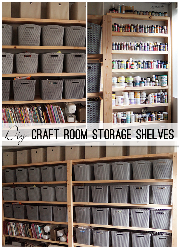 Woodworking Craft Room Shelving from 2x4s @savedbyloves